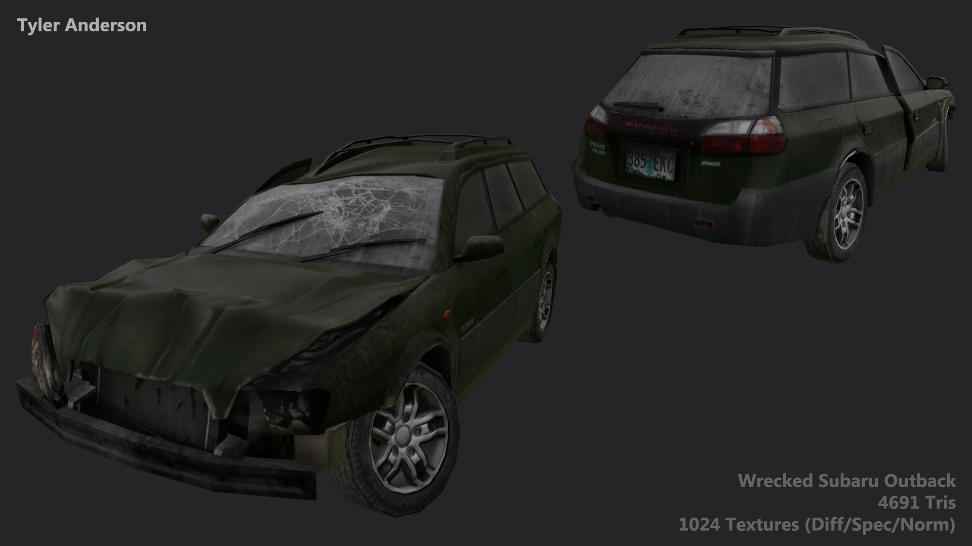 Destroyed car model